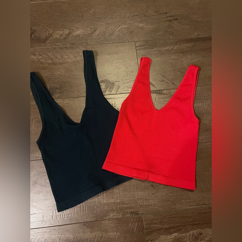 Nikibiki Black and Red Ribbed Tank Tops Bundle